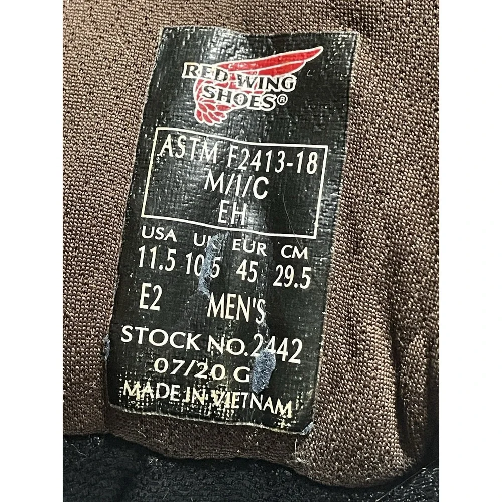 Red Wing 2442  Brown Steel Toe Work Boot Size US Size 11.5 E2 - Picture 14 of 14